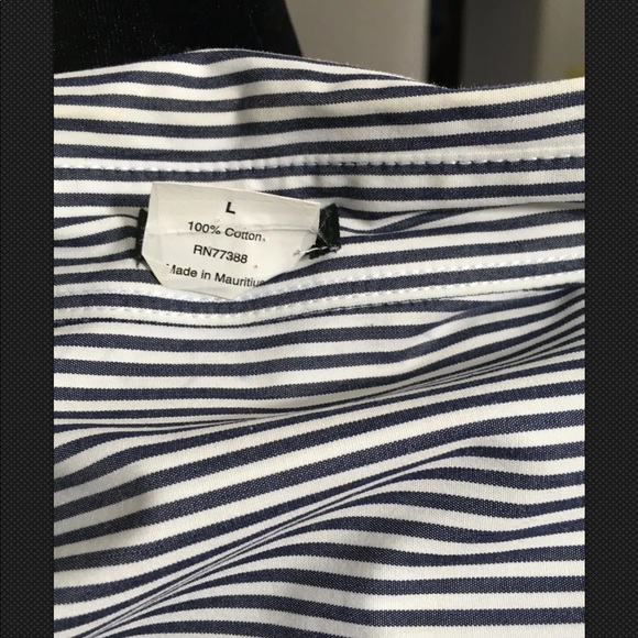 J Crew Navy Blue And White Striped Shirt - Picture 6 of 6